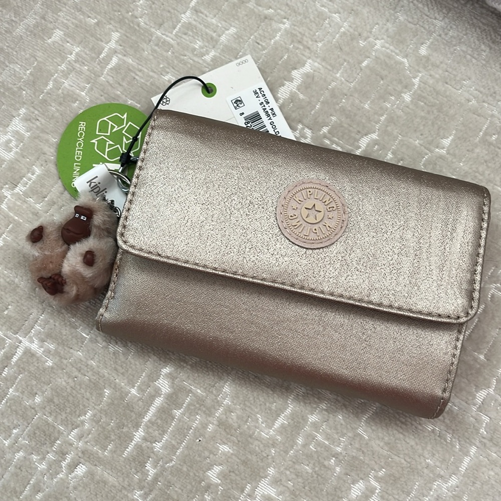 KIPLING Metallic Gold Pixi Wallet